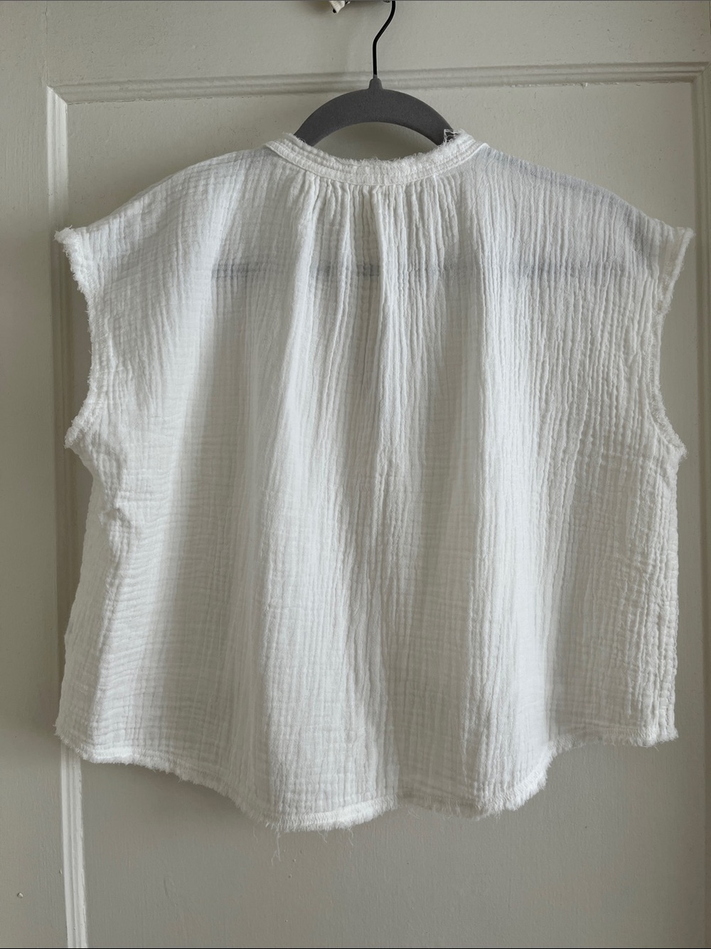 Aerie XS Pool to Party 100% Cotton Gauze Textured White Crop Top Oversized Shirt - Picture 4 of 12